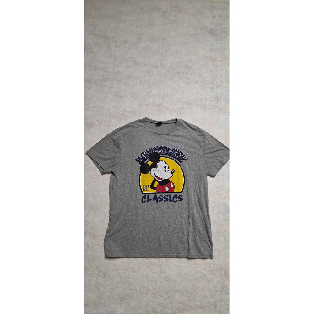 Disney Mickey Classics Graphic T-Shirt Large Heather Gray Vintage Style Tee